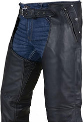 Men Black Leather Chaps